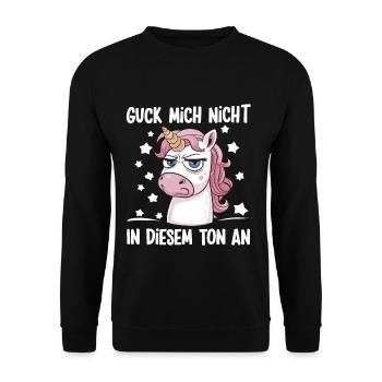 Don't Look At Me In This Tone Funny Unicorn - Unisex Sweatshirt - black - Front - Alina (178cm) & Michal (187cm)