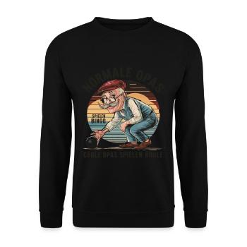 Coole Opas spielen Boule Pétanque Boccia - Unisex Pullover - Schwarz - Vorne - Alina (178cm) & Michal (187cm)