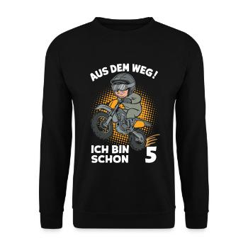 Out of the way! I'm already 5 children's birthday - Unisex Sweatshirt - black - Front - Alina (178cm) & Michal (187cm)