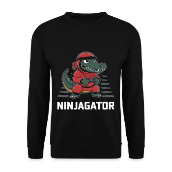 Ninja Alligator Gamer Fun Gaming Reptile Graphic - Unisex Sweatshirt - black - Front - Alina (178cm) & Michal (187cm)