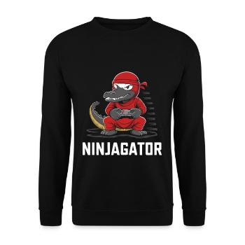 Ninja Alligator Gamer Fun Gaming Reptile Graphic - Unisex Sweatshirt - black - Front - Alina (178cm) & Michal (187cm)