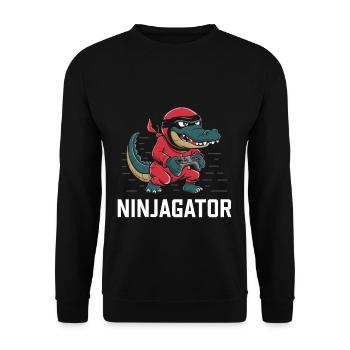 Ninja Alligator Gamer Fun Gaming Reptile Graphic - Unisex Sweatshirt - black - Front - Alina (178cm) & Michal (187cm)