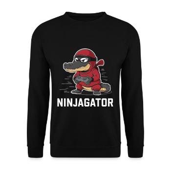 Ninja Alligator Gamer Fun Gaming Reptile Graphic - Unisex Sweatshirt - black - Front - Alina (178cm) & Michal (187cm)