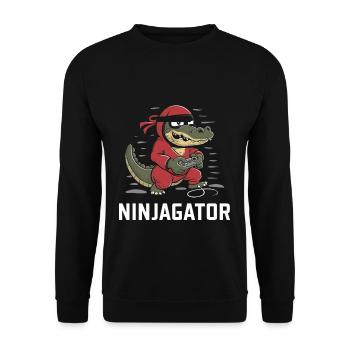 Ninja Alligator Gamer Fun Gaming Reptile Graphic - Unisex Sweatshirt - black - Front - Alina (178cm) & Michal (187cm)