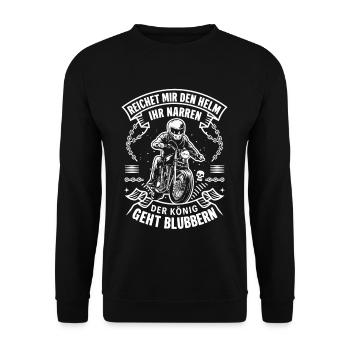Reichet Mir Den Helm Biker Motorradfahrer - Unisex Pullover - Schwarz - Vorne - Alina (178cm) & Michal (187cm)