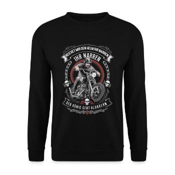 Reichet Mir Den Helm Biker Motorradfahrer - Unisex Pullover - Schwarz - Vorne - Alina (178cm) & Michal (187cm)