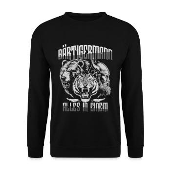 Homme barbu tout en un Viking - Sweat-shirt Unisexe - noir - Devant - Alina (178cm) & Michal (187cm)