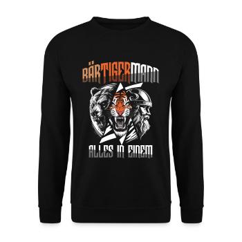 Homme barbu tout en un Viking - Sweat-shirt Unisexe - noir - Devant - Alina (178cm) & Michal (187cm)