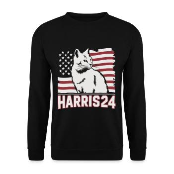 Kamala Harris 24 Cat Lady Supporter - Unisex Pullover - Schwarz - Vorne - Alina (178cm) & Michal (187cm)