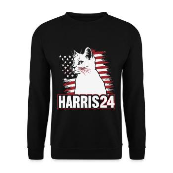 Kamala Harris 24 Cat Lady Supporter - Unisex Pullover - Schwarz - Vorne - Alina (178cm) & Michal (187cm)