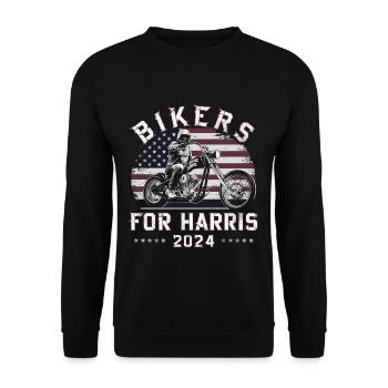 Bikers For Harris Kamala 2024 - Unisex Pullover - Schwarz - Vorne - Alina (178cm) & Michal (187cm)
