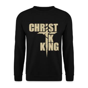 Le Christ est roi Foi chrétienne Religieux - Sweat-shirt Unisexe - noir - Devant - Alina (178cm) & Michal (187cm)