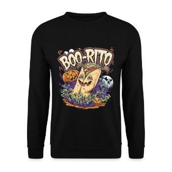 Boo-Rito Halloween Burrito Cute Ghost Pumpkin - Unisex Pullover - Schwarz - Vorne - Alina (178cm) & Michal (187cm)