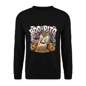 Boo-Rito Halloween Burrito Cute Ghost Pumpkin - Unisex Pullover - Schwarz - Vorne - Alina (178cm) & Michal (187cm)