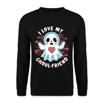 J’aime mon ami goule mignon fantôme Halloween - Sweat-shirt Unisexe - noir - Devant - Alina (178cm) & Michal (187cm)