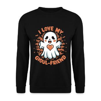 J’aime mon ami goule mignon fantôme Halloween - Sweat-shirt Unisexe - noir - Devant - Alina (178cm) & Michal (187cm)