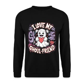 J’aime mon ami goule mignon fantôme Halloween - Sweat-shirt Unisexe - noir - Devant - Alina (178cm) & Michal (187cm)