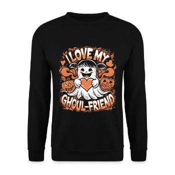J’aime mon ami goule mignon fantôme Halloween - Sweat-shirt Unisexe - noir - Devant - Alina (178cm) & Michal (187cm)