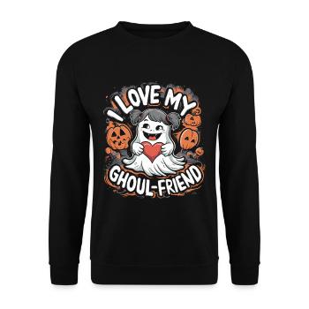 J’aime mon ami goule mignon fantôme Halloween - Sweat-shirt Unisexe - noir - Devant - Alina (178cm) & Michal (187cm)