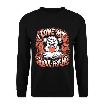 J’aime mon ami goule mignon fantôme Halloween - Sweat-shirt Unisexe - noir - Devant - Alina (178cm) & Michal (187cm)
