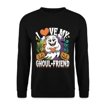 J’aime mon ami goule mignon fantôme Halloween - Sweat-shirt Unisexe - noir - Devant - Alina (178cm) & Michal (187cm)