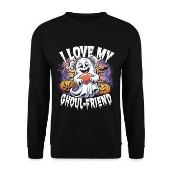 J’aime mon ami goule mignon fantôme Halloween - Sweat-shirt Unisexe - noir - Devant - Alina (178cm) & Michal (187cm)
