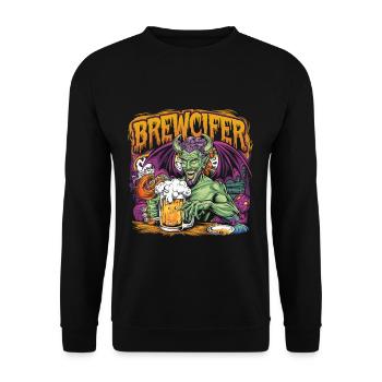 Brewcifer Devil Beer Lover Halloween - Unisex Pullover - Schwarz - Vorne - Alina (178cm) & Michal (187cm)
