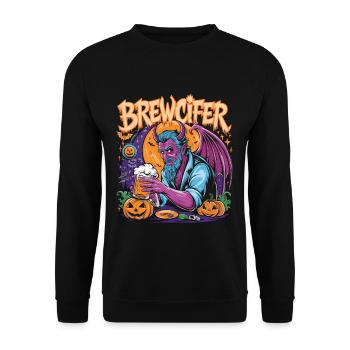 Brewcifer Devil Beer Lover Halloween - Unisex Pullover - Schwarz - Vorne - Alina (178cm) & Michal (187cm)