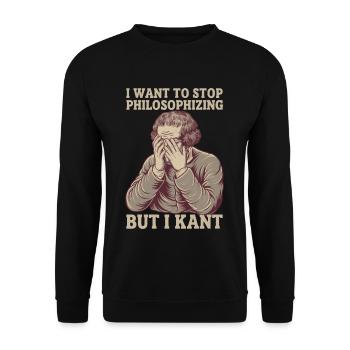 I Want to Stop Philosophizing But I Kant - Funny - Unisex Pullover - Schwarz - Vorne - Alina (178cm) & Michal (187cm)