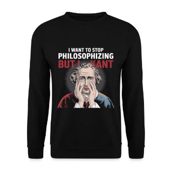 I Want to Stop Philosophizing But I Kant - Funny - Unisex Pullover - Schwarz - Vorne - Alina (178cm) & Michal (187cm)
