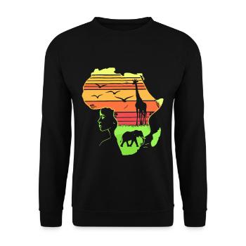 Africa is calling African Map Continent - Unisex Sweatshirt - black - Front - Alina (178cm) & Michal (187cm)