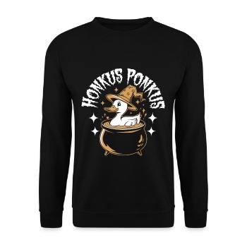 Honkus Ponkus Funny Duck Witch Halloween Magic - Unisex Sweatshirt - black - Front - Alina (178cm) & Michal (187cm)