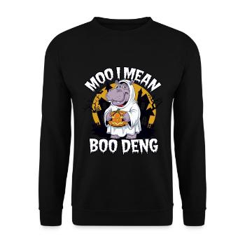 Funny Hippo Halloween Ghost Costume Boo Deng Pun - Unisex Pullover - Schwarz - Vorne - Alina (178cm) & Michal (187cm)