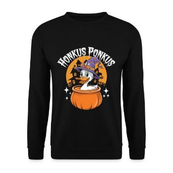 Honkus Ponkus Funny Duck Witch Halloween Magic - Unisex Sweatshirt - black - Front - Alina (178cm) & Michal (187cm)