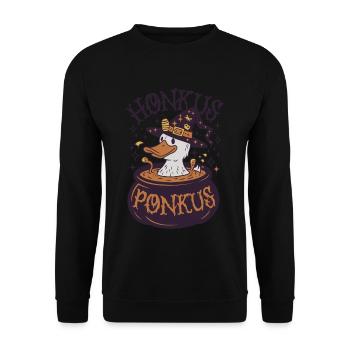 Honkus Ponkus Funny Duck Witch Halloween Magic - Unisex Sweatshirt - black - Front - Alina (178cm) & Michal (187cm)