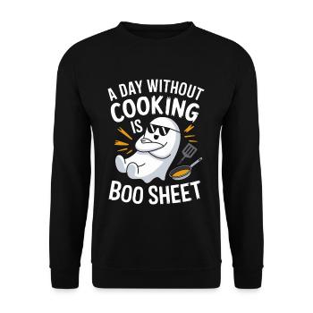 Un jour sans cuisine, c’est Boo Sheet Ghost Halloween - Sweat-shirt Unisexe - noir - Devant - Alina (178cm) & Michal (187cm)