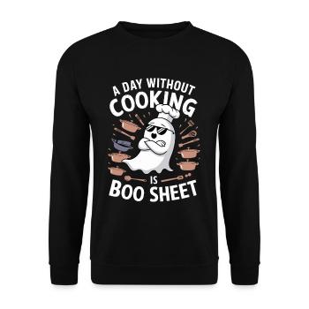 Un jour sans cuisine, c’est Boo Sheet Ghost Halloween - Sweat-shirt Unisexe - noir - Devant - Alina (178cm) & Michal (187cm)