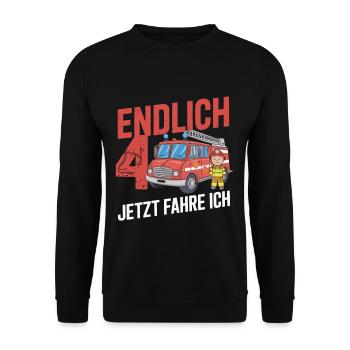 Finally 4 Now I Drive a Fire Engine - Unisex Sweatshirt - black - Front - Alina (178cm) & Michal (187cm)