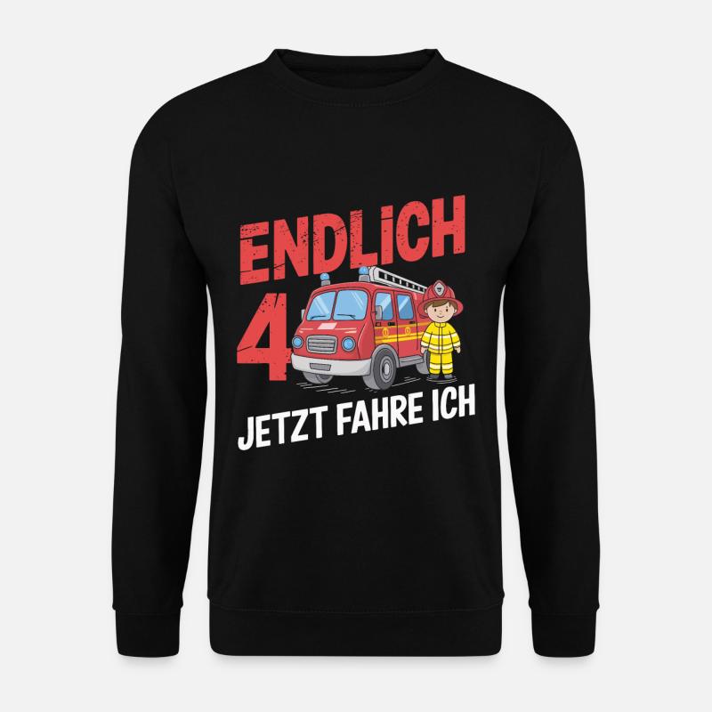 Endlich 4 Jetzt Fahre Ich Feuerwehr - Unisex Pullover - Schwarz