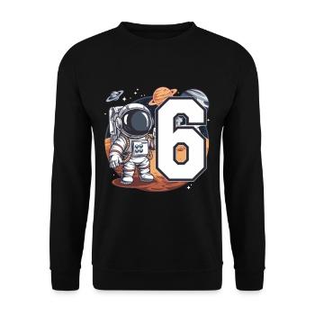 6e anniversaire astronaute aventure spatiale pour les garçons - Sweat-shirt Unisexe - noir - Devant - Alina (178cm) & Michal (187cm)