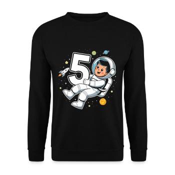 5th Birthday Astronaut Space Adventure for Boys - Unisex Pullover - Schwarz - Vorne - Alina (178cm) & Michal (187cm)