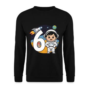 6e anniversaire astronaute aventure spatiale pour les garçons - Sweat-shirt Unisexe - noir - Devant - Alina (178cm) & Michal (187cm)