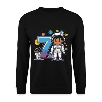 7th Birthday Astronaut Space Adventure for Boys - Unisex Pullover - Schwarz - Vorne - Alina (178cm) & Michal (187cm)