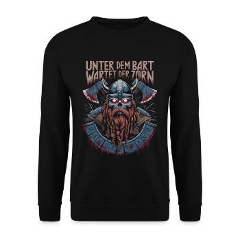 Evil Old Man Viking Under The Beard Wrath - Unisex Sweatshirt - black - Front - Alina (178cm) & Michal (187cm)