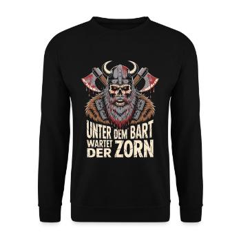Evil Old Man Viking Under The Beard Wrath - Unisex Sweatshirt - black - Front - Alina (178cm) & Michal (187cm)
