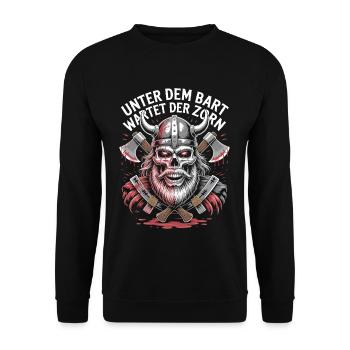 Evil Old Man Viking Under The Beard Wrath - Unisex Sweatshirt - black - Front - Alina (178cm) & Michal (187cm)