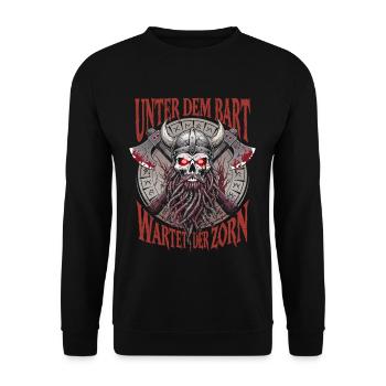 Evil Old Man Viking Under The Beard Wrath - Unisex Sweatshirt - black - Front - Alina (178cm) & Michal (187cm)