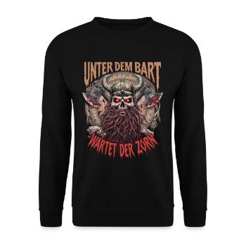 Evil Old Man Viking Under The Beard Wrath - Unisex Sweatshirt - black - Front - Alina (178cm) & Michal (187cm)