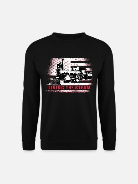 Zugführer, Amerikanische Lokomotive, USA Flagge - Unisex Pullover - Schwarz