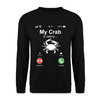 My crab is calling on gift phone cancer pliers - Unisex Sweatshirt - black - Front - Alina (178cm) & Michal (187cm)